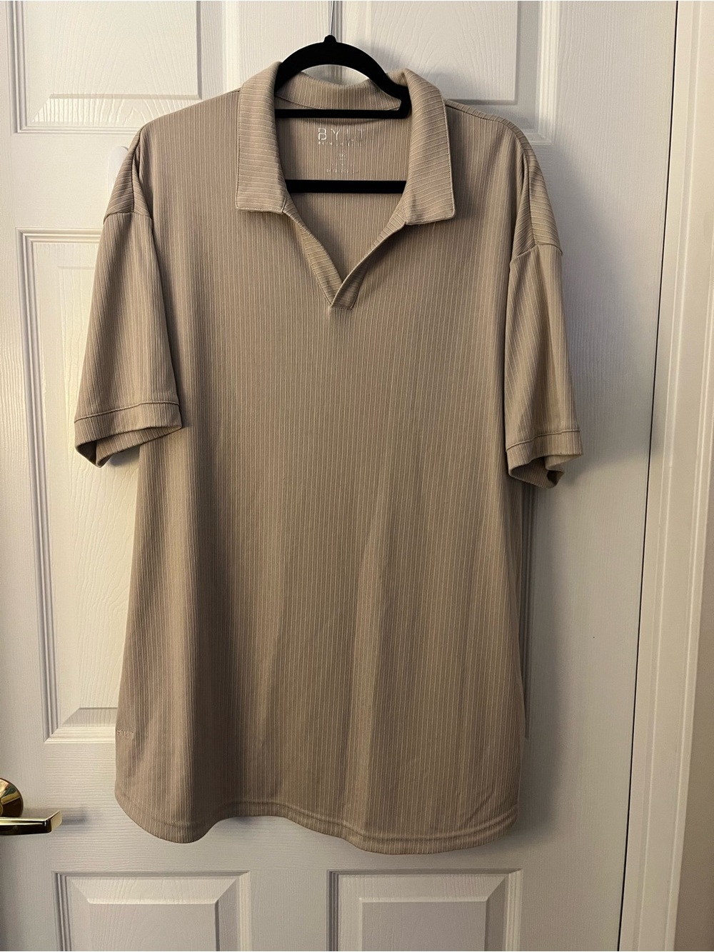 BYLT Basics Ribbed Polo in Light Beige - XXL